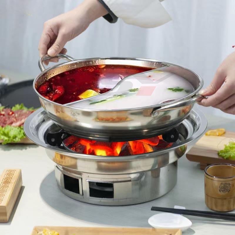 BBQ Grill Korean Charcoal Grill Stainless Steel Non Stick Barbecue Plate Grill Household Outdoor Camping Charcoal Stove