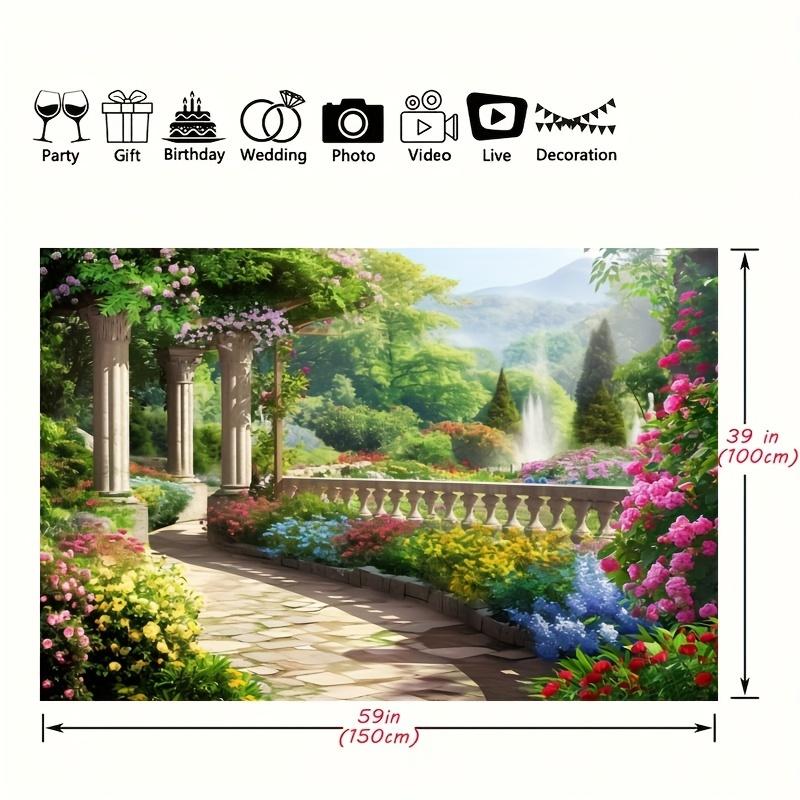 Romantic Spring Secret Garden Photography Background Colorful Flowers Green Plants Outdoor Nature Studio Props