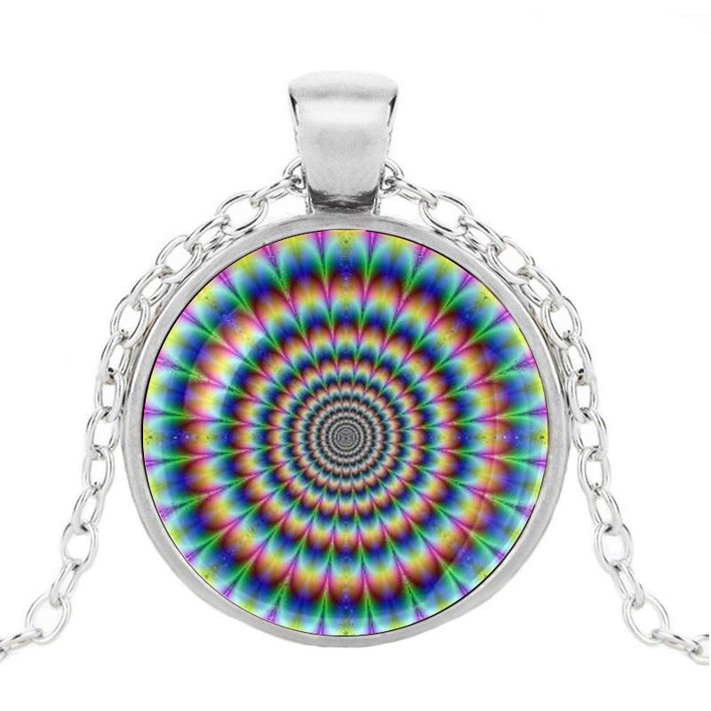 Bunter 3D Hypnose-Strahl Halskettenanhänger Lustiges Schwindelsymbol Selbsthilfe Hypnose Für Hypnotiseur Schlafrequisiten Hypnotisch