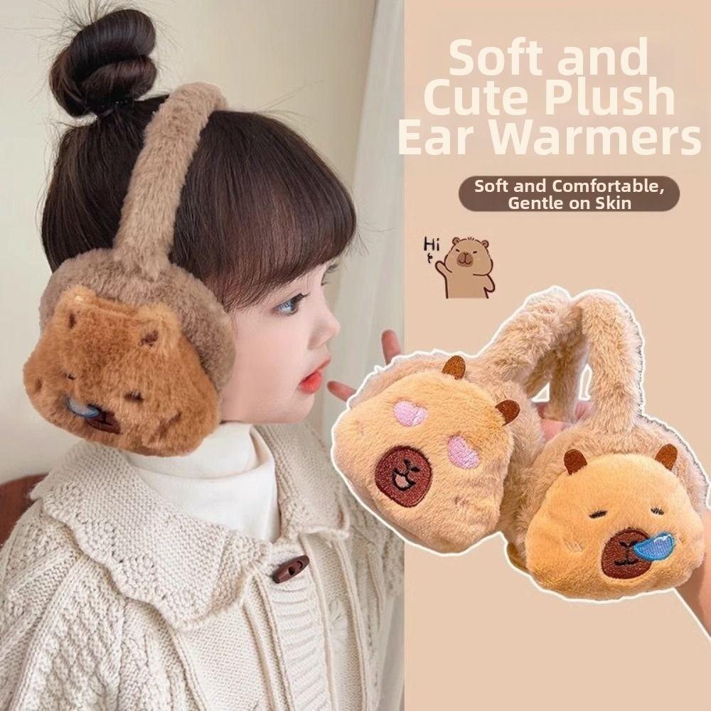 Cartoon Capybara Plush Earmuffs Windproof Cold-proof Ear Mask Animal Warm Earflaps  Winter Sport