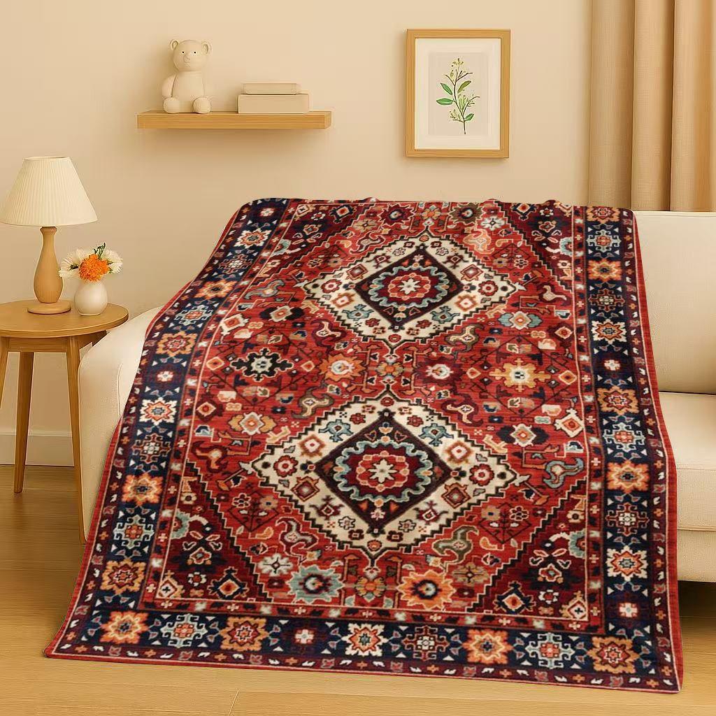 Luksusowy Perski Turecki Bohemian Flanelowy Koc 3D, Niezwykle Miękki Ciepły Pluszowy Koc na Domową Sypialnię Łóżko Kanapę Biuro Prezent dla Dziecka