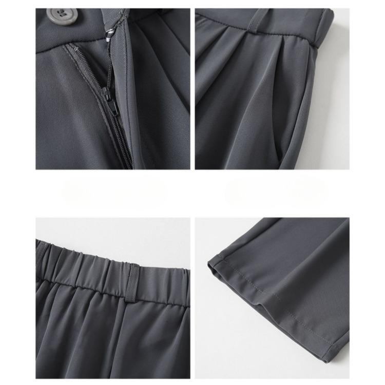 High-End Feel Grey Suit Pants with Slimming Effect for Women Spring Summer Casual Petite Height Slim Skinny Wide Leg Pants