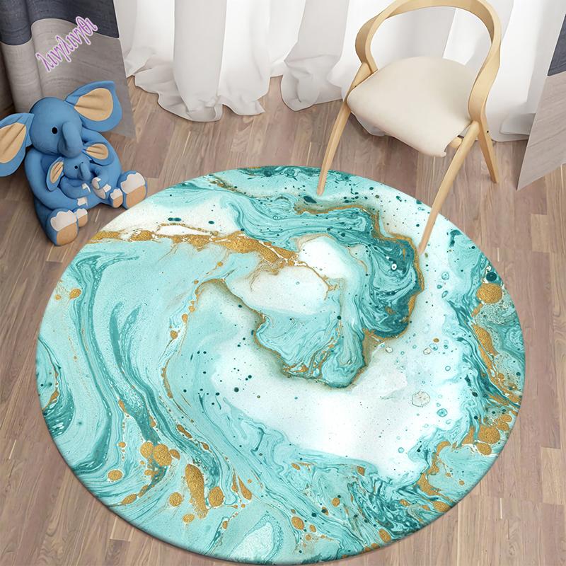 Circular Carpet In Galaxy Space Living Room Bedroom Bathroom Soft Flange Floor Decoration Non Slip