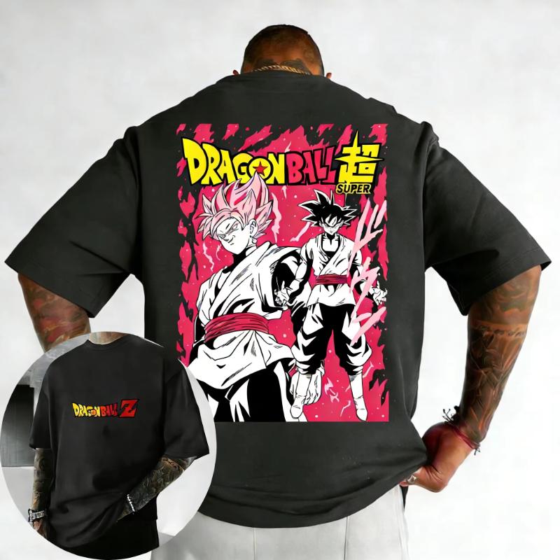 2026 Summer Dragon Ball Anime Cotton Tshirt Goku Printed Mens and Womens Street Trendy Loose Casual Family Parent Child Tops