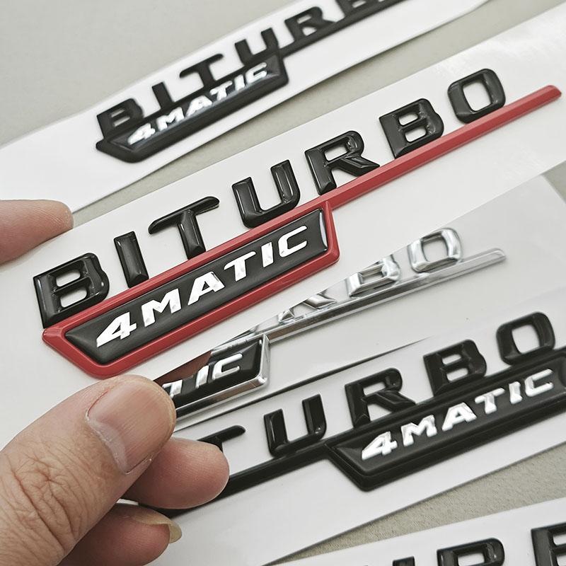 Logo TURBO 4MATIC Car Emblem Both Side Fender Badge Sticker For Mercedes Benz AMG X247 C117 W117 GLE53 GLA45 A45 A35 CLA35 CLA45