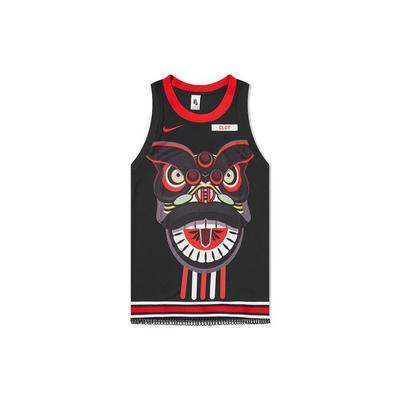X CLOT Nrg Ge Jersey Lion Dance Basketball Tank Top Men Tops Black Red CK0094-010