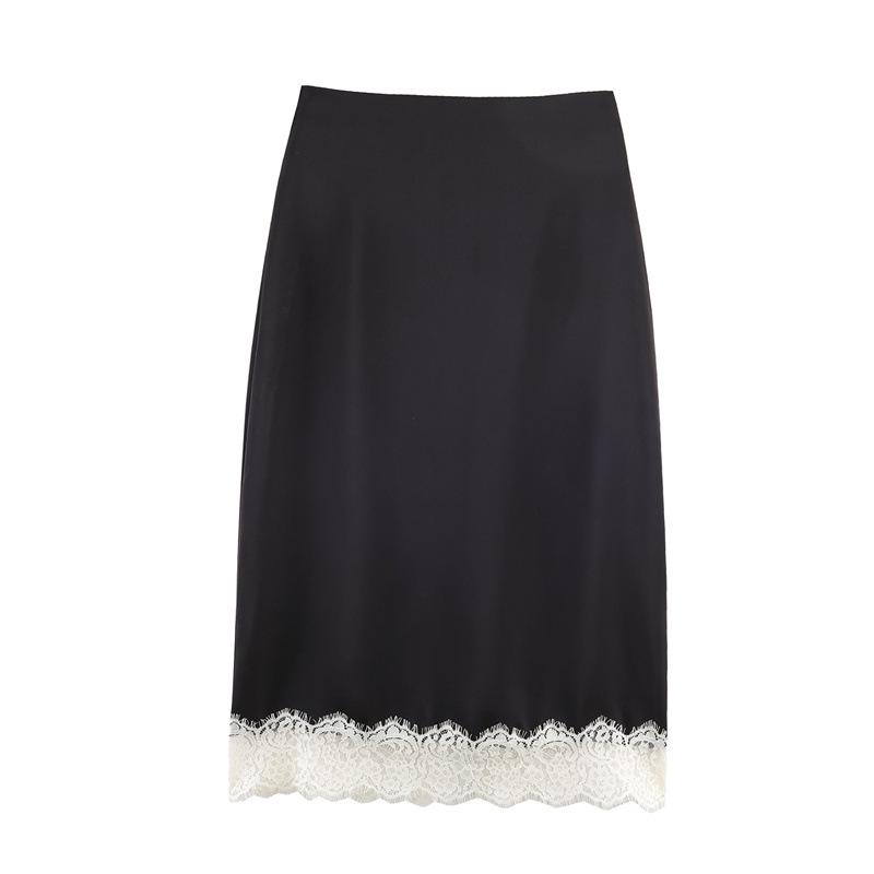 European and American Silk Satin Lace Top and Skirt - Autumn Collection