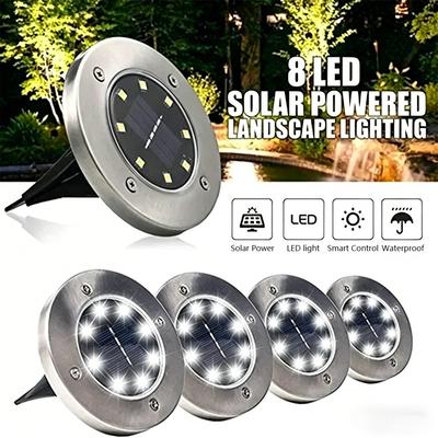 Solar Powered LED Underground Lights Outdoor Waterproof Circular Embedded Garden Lawn Lights Courtyard Lighting Street Lights