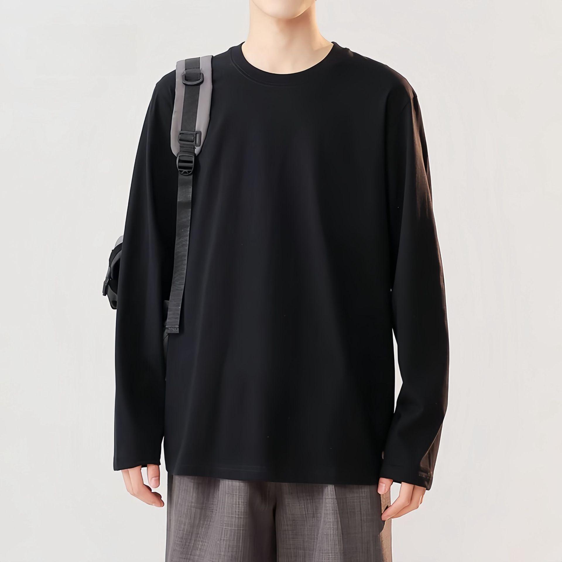 

Футболки мужские с длинным рукавом футболки мужские осенние однотонные хлопковые футболки больших размеров майки мужская одежда S чёрный