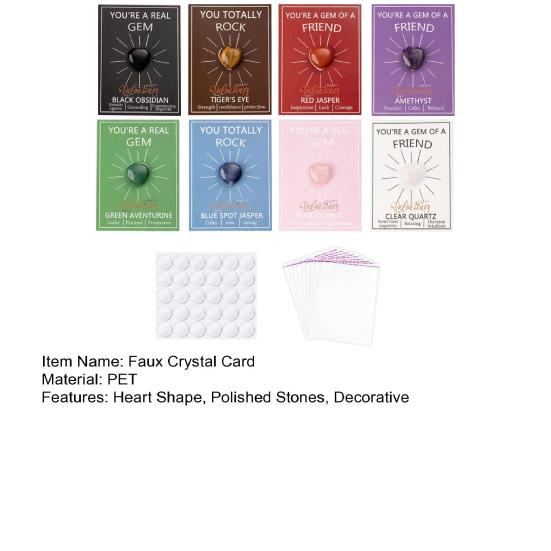 Heart Shaped Faux Crystal Card Class Exchange Gift Set 28 Natural Polished Stones with Cards Valentine Day Party Favors