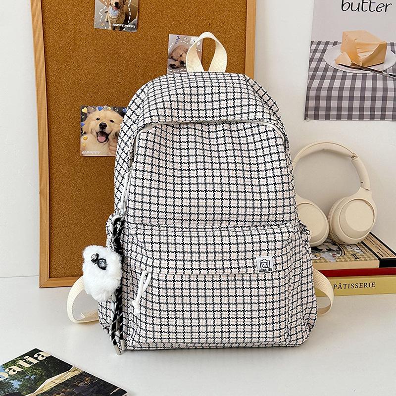 Casual small fresh plaid schoolbag female college student lightweight backpack versatile schoolbag