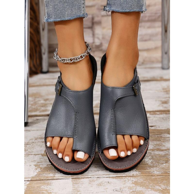 Women's New Plus Size Flat Ankle-Wrap Sandals Buckle Casual Style