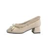 Autumn and winter cotton shoes with cheongsam are not tired women's shoes with square head thick heels and velvet to keep warm Mary Jane high heels
