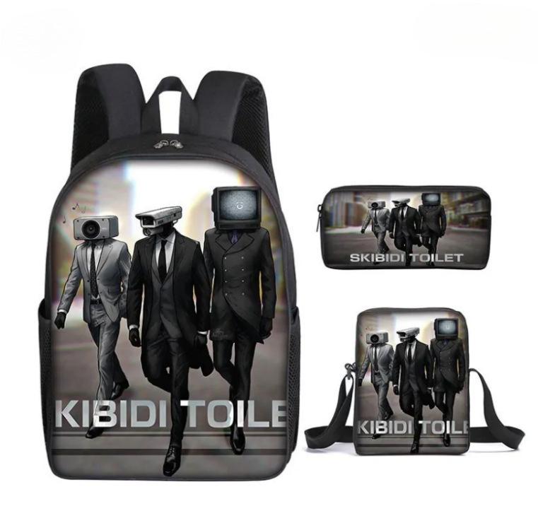 Toilette Mann und Monitor Person Skibidi Toilette Spiel Cartoon Rucksack, Umhängetasche, Federmäppchen