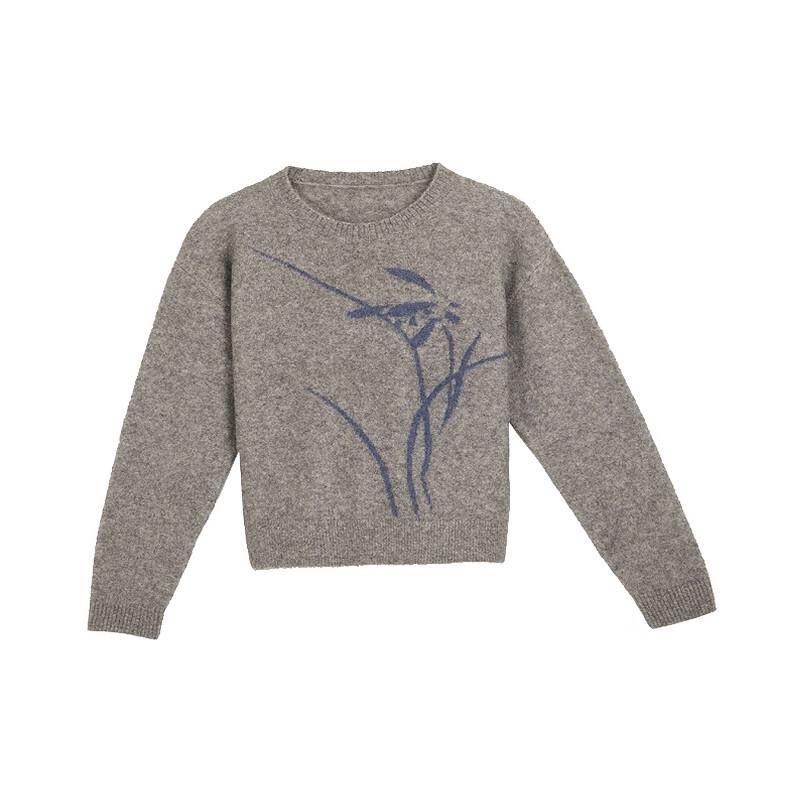 HIRMANS Women's Low Round Neck Long Sleeve Knit Top 240J3B9E