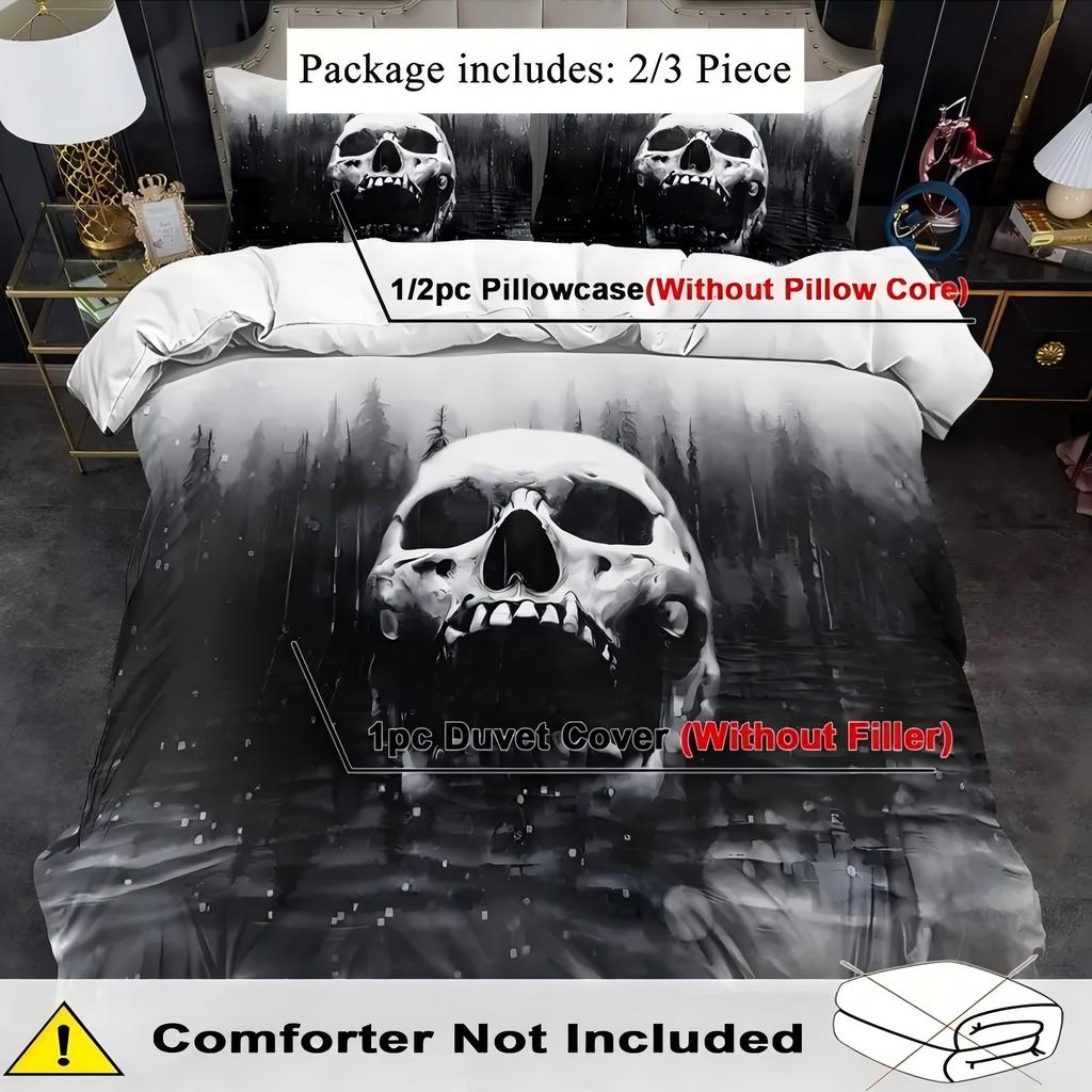 Black Forest Skull Pattern 3D Printed Quilt Cover Home Textiles Soft Duvet Cover Pillowcases Modern Art Gothic Style Bedding Set