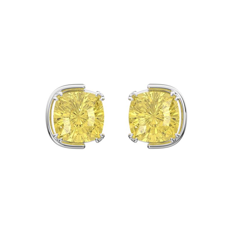 Swarovski Cushion Cut Harmonia - Stud Earrings Unisex Couple Style Yellow 5616511