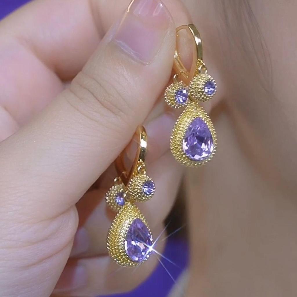 2024 Elegant Zircon Durian Earrings In Light Luxury Purple - Unique Design