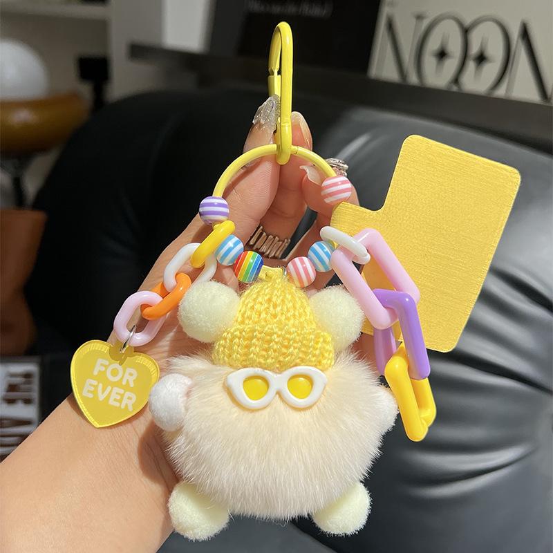 Adorable Plush Keychain DIY Cartoon Character Bag Charm for Backpack Keys