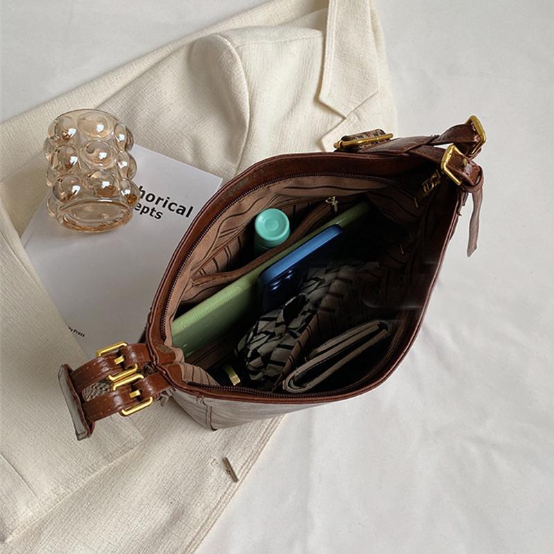 Solid Color PU Leather Women's Fashion Shoulder Bag for Ladies Simple Luxury Large Capacity Casual Bag