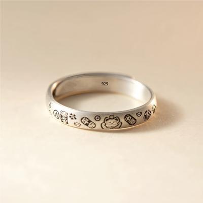 Ventfille   Anello Etnico in Rame per Donne Fortuna Pace Modello Vintage Ricchezza Minimalista Tendenza Gioielli Regalo Dropshipping