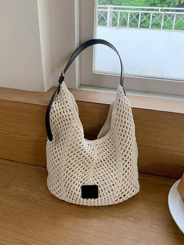 

Сетчатая сумка в стиле морского отдыха, дорожная сумка-тоут, пляжная сумка, сумка на одно плечо, сумка подмышку чёрный