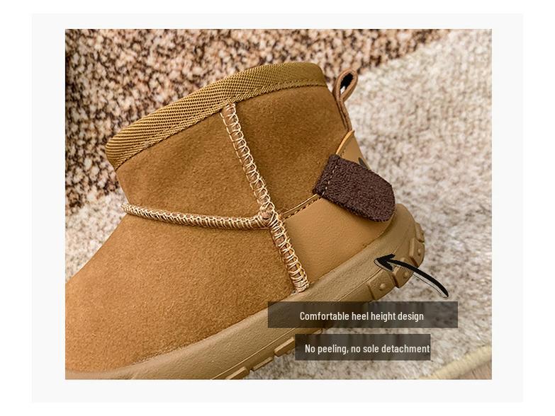 Korean-Style Unisex 2025 Winter Boots: Side Zipper, Plush Lined, Anti-Kick, Warm Cotton, Short Snow Boots for Kids