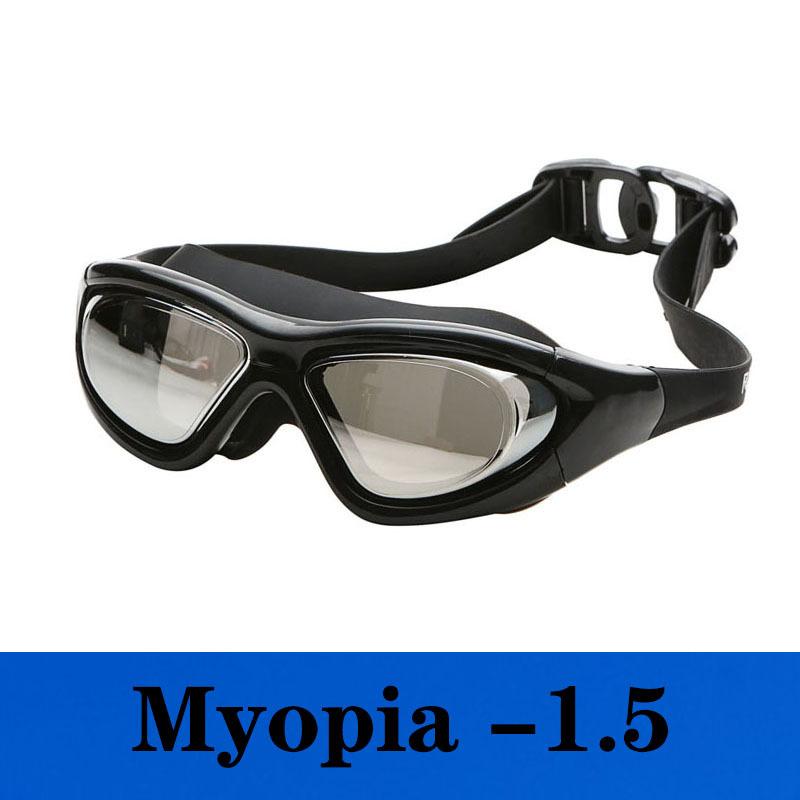 Prescription large-frame swimming goggles with electroplated coating, waterproof, anti-fog, high-definition swimming glasses