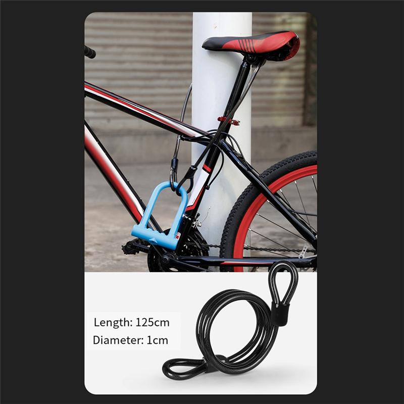 1 PCS Bike Lock Anti-Theft Mountain Bike Road Bike Silicone U-Lock Motorcycle Helmet Bicycle Electric Scooter Alloy Steel Black