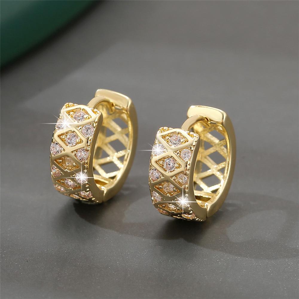 Charm Female White Zircon Stone Hoop Earrings Gold Color Simple Oval Wedding Jewelry For Women