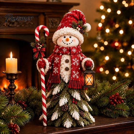 Decorative Figurines for Mantel Christmas Santa Claus/Snowman/Witch Figurine with Tree Skirt Design, Table Centerpiece Witch Collectibles Christmas,