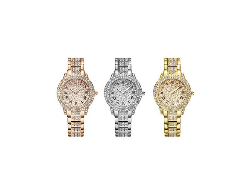 Luxury Diamond-Studded Roman Pattern Ladies Watch and Bracelet Set