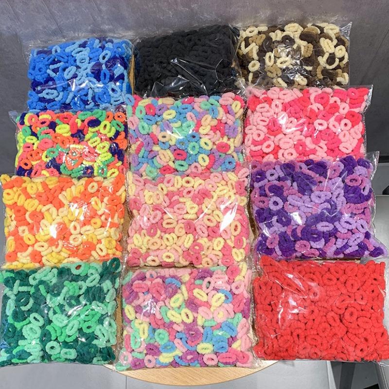 500 Stück/Set Kinder Einfarbig Gitter Welle Elastische Haarbänder Baby Mädchen Scrunchie Gummibänder Kind Süß Niedlich Haaraccessoires