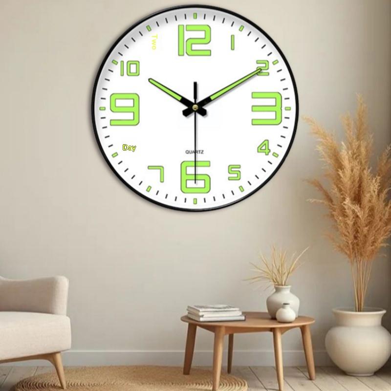 1 Pcs Luminous Wall Clock Light In Dark Night Digital Quartz Movement Bedrooms Living Room Study Loudspeaker Mute Clock For Home