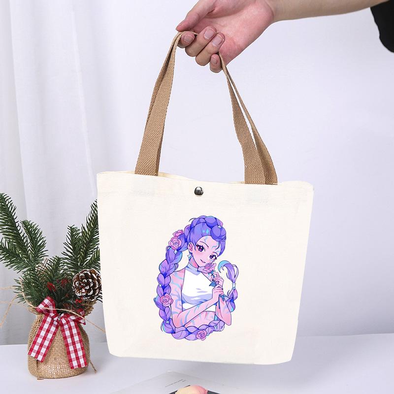 K-Pop Animation Cartoon Printing High Value Fashion Simple Canvas Bag Going Out Portable Shopping Bag Handbag