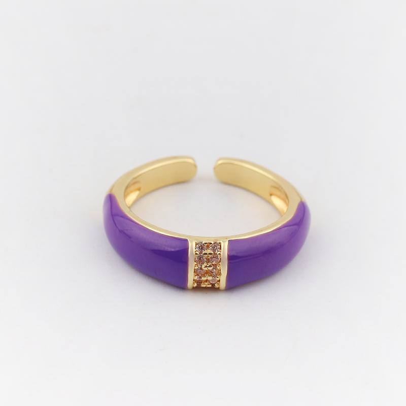 6 Colors Simple Style Colorful Enamel Ring Paved With Shiny Rainbow Cubic Zircon Stone Fashion Wed Engage Ring For Women