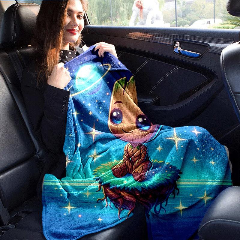 1pc Groot Printing Blanket - Soft, All-Season Throw for Office Blanket, Personalized Gift with Adorable Cartoon Design