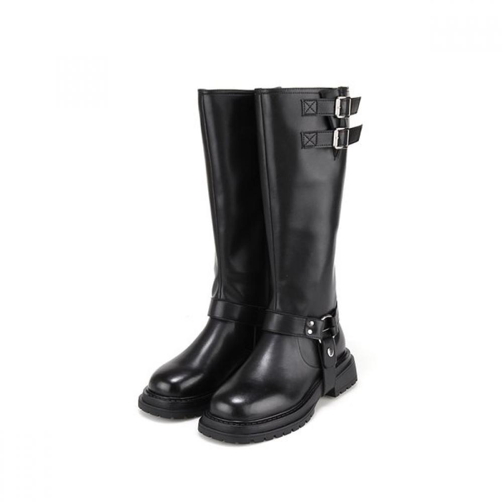 Barbara Leather Biker Long Boots Bbh875bk 250mm