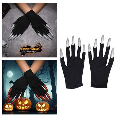 Cool Halloween Gloves Long Nails Funny Gloves Claw Dress Up Mittens for Halloween Party Cosplay Accessories
