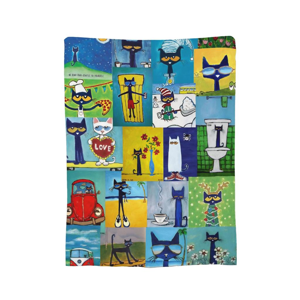 Pete the Cat Cartoon Cat Flannel Blanket Fashion Throw Blankets for Bed Sofa Couch 200x150cm Bedspread
