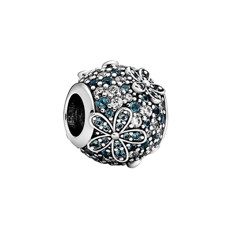 Sparking Butterfly Heart Clip Charm Beads Dangle Silver Bracelet Necklace For Diy Jewelry Women Gift