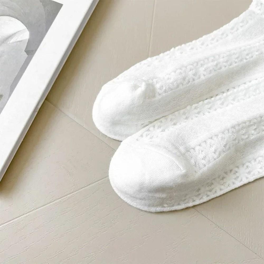 1 pair Hollow Out Mesh Princess Bow Socks Breathable Ruffle Lace Socks Low Tube Socks Women Girls