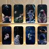 Sci-Fi Astronaut Parinted  Phone Case For iPhone17,16,15,14,13,12 Plus,Max Soft Silicone Black Cover