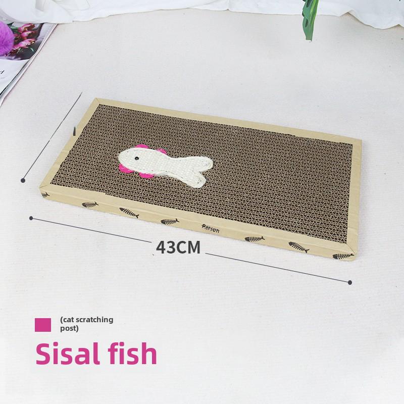 Placă de zgâriat pentru pisici din sisal ondulat - formă mare de șoarece și pește pentru măcinarea ghearelor