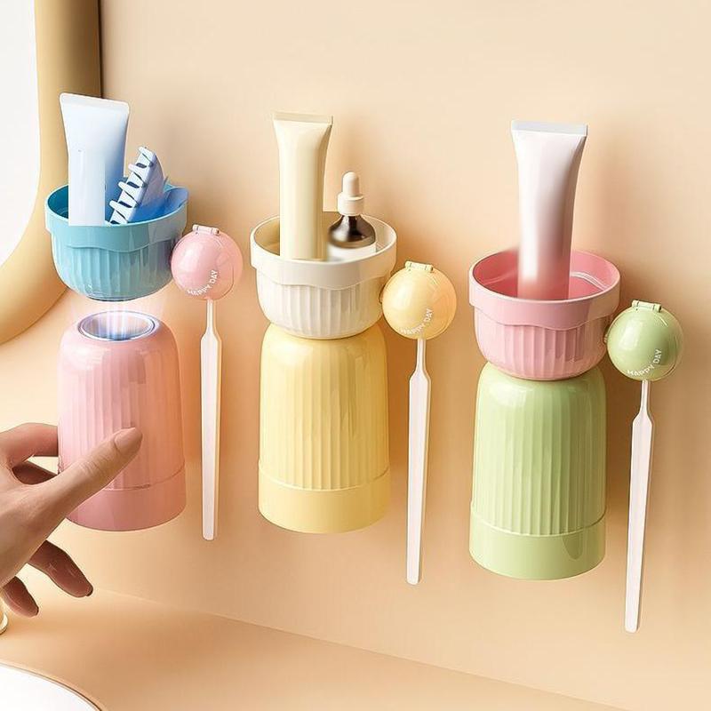 Bathroom Organizer Magnetic Toothbrush Cup Upside Down Fast Drain Toothbrush Holder For Hygienic Storage