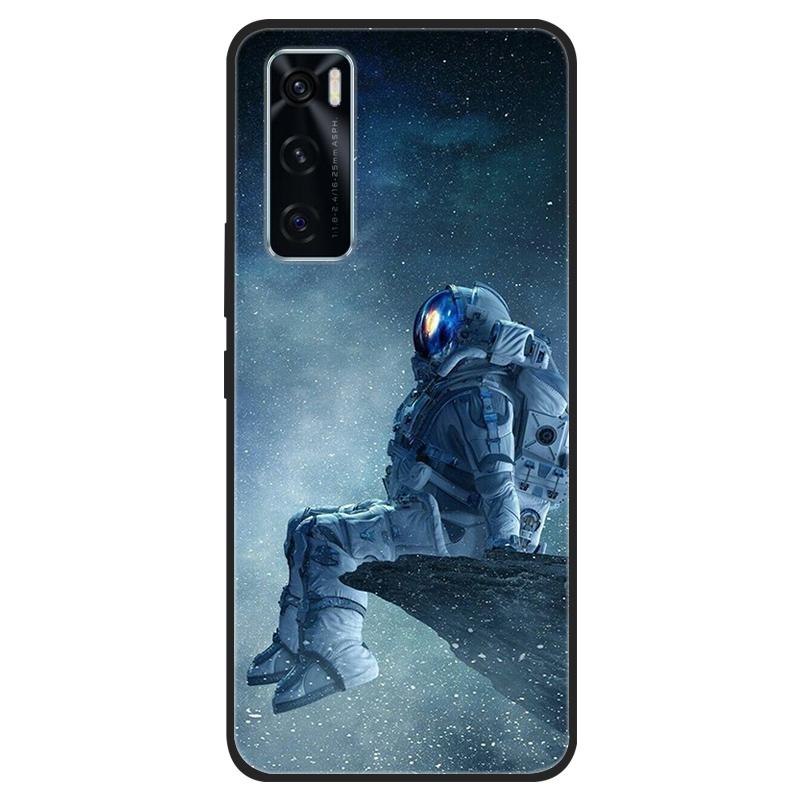 For Vivo V20 SE Case V20SE Silicone Cat Painted Soft Black Cover for VivoV20 V20SE V2022 V2023 Cover TPU Coque Protective Capa