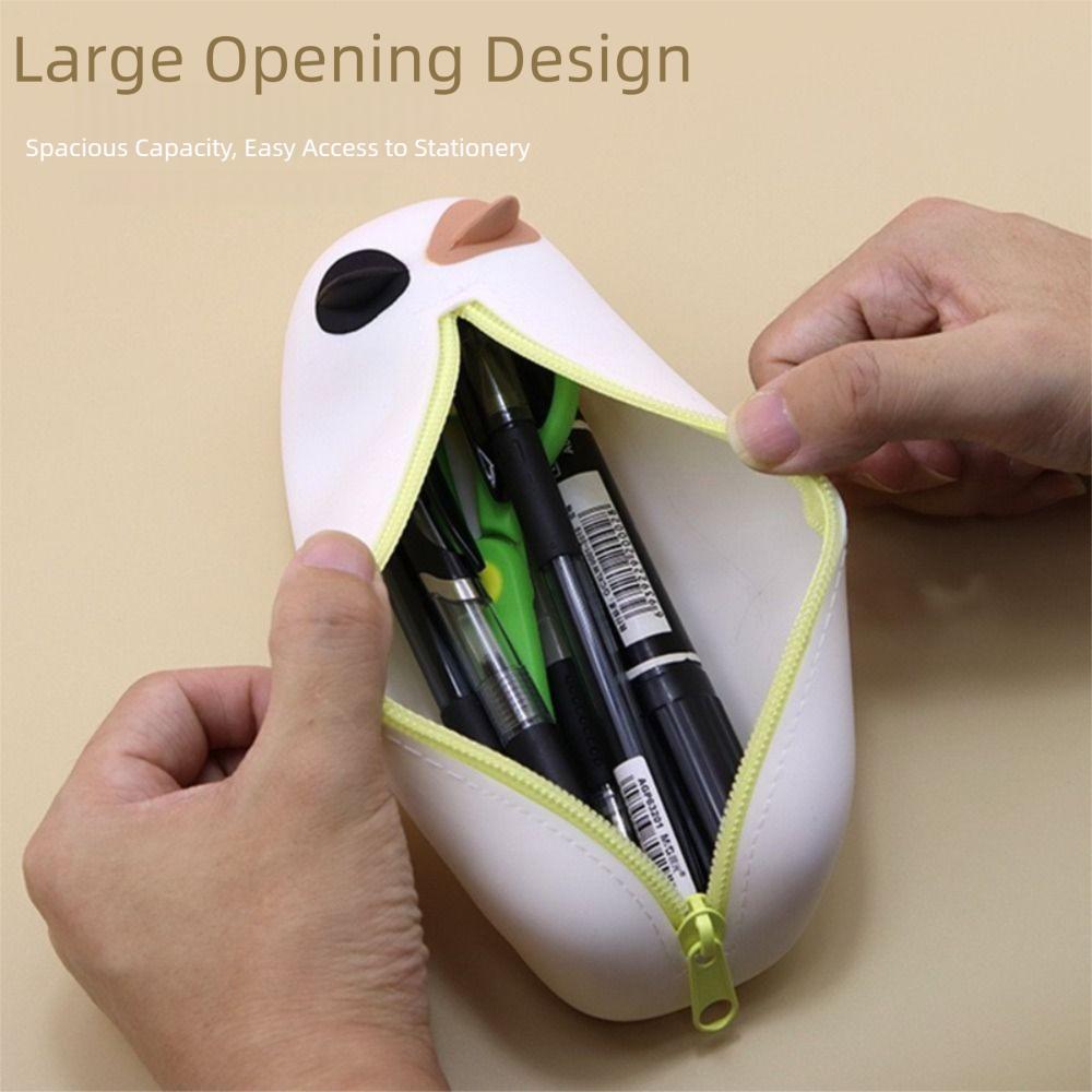 Soft Stationery Box Cartoon Animal Pouch Bag Cute Silicone Pencil Case  School