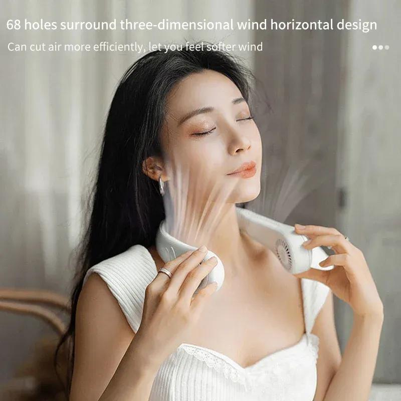 Portable Neck Fan  Rechargeable Turbofan USB Leafless Air Conditioner Bladeless Fans Hanging Neck Cooler For Summer