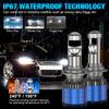 2stk H4 H7 Led miniprojektorlinse H8 H11 Canbus 9005 HB3 9006 HB4 Billyktpærer 80000LM 120W Hi/Lo Beam Spotlight LHD RHD Autolampe 12V 6000K