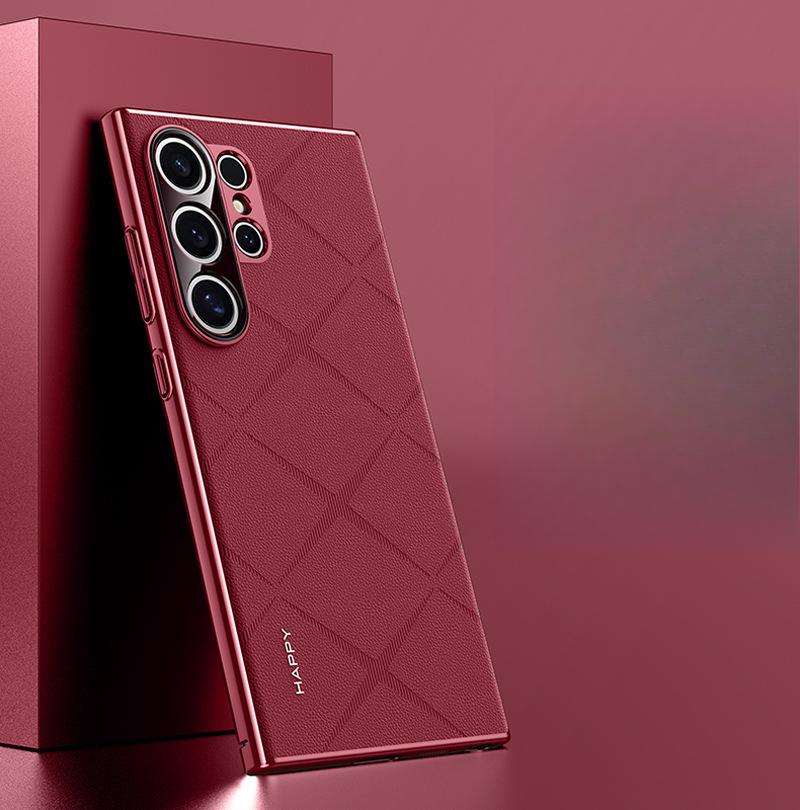 Suitable for Samsung S24ultra Mobile Phone Case High-end Plain Leather S24plus Ultra-thin Full-pack Anti-fall 24+ Business Leather Case